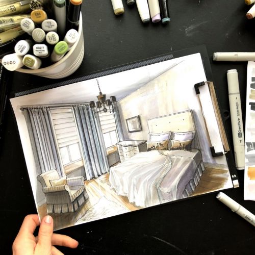 [Interior Sketch] Базовый курс по интерьерному скетчингу маркерами + текстиль (Ольга Каминская)