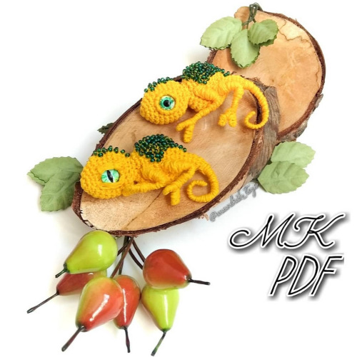 [Вязание] брошь 'Ящерная- половинка' (mavdrik_toys)