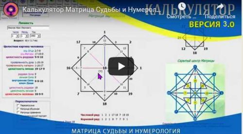 Калькулятор для полного расчёта Матрицы Судьбы и Нумерологии. Версия 3.0 (Консультант)