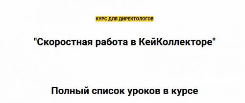 Скоростная работа в КейКоллекторе (Михаил Сабанин)