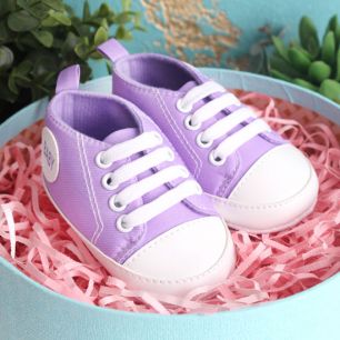 Кеды на шнурках сиреневые 11 см