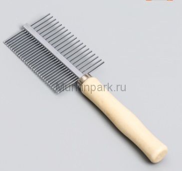 Расчёска двусторонняя с деревянной ручкой, 17 х 5,5 см