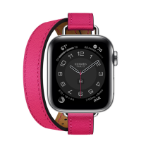 Ремешок Apple Watch Hermès Rose Mexico Swift Leather Attelage Double Tour