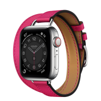 Ремешок Apple Watch Hermès Rose Mexico Swift Leather Attelage Double Tour