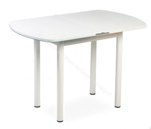 Стол раскладной "СПГ-02" СТ2 (Синее стекло/Опоры белые)