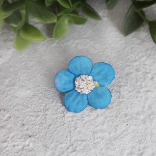 Тканевый цветок Незабудка синяя 2,5 см Кукольная миниатюра