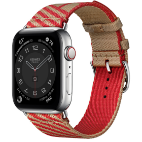Часы Apple Watch Hermès Series 6 GPS + Cellular 44mm Silver Stainless Steel Case with Kraft/Rouge de Cœur Jumping Single Tour
