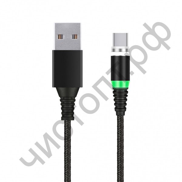 Кабель USB 2.0 Aм вилка(папа) - TYPE C, Smartbuy магнит , 1.0 м, 2 А, черный (iK-3110mt-2) пакет