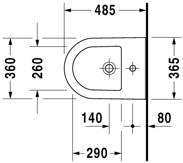 Биде Duravit подвесное Darling New 225615 схема 1