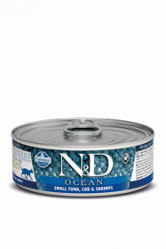 N&D CAT OCEAN TUNA, COD & SHRIMP (Тунец с Треской и Креветками для кошек) 80г.
