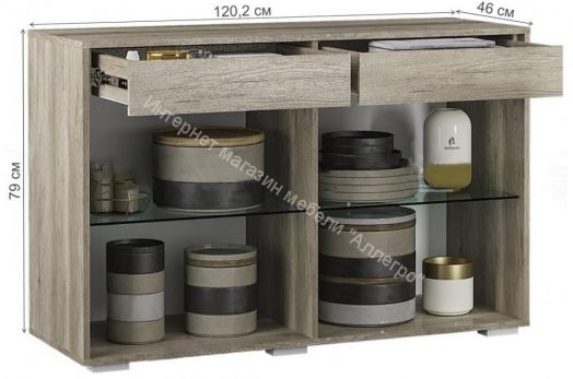 Комод "Наоми" КМ-10 (Белый глянец/дуб каньон)