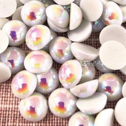 Клеевые Керамические Полубусины White_AB SS20