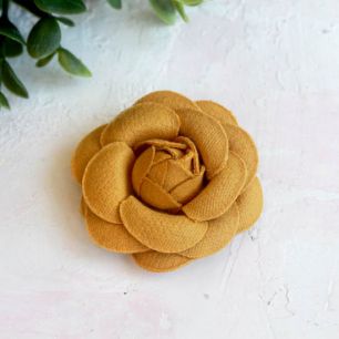 Тканевая роза 5 см. - горчичная