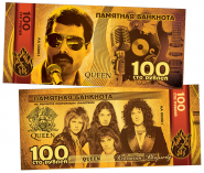 100 РУБЛЕЙ ПАМЯТНАЯ СУВЕНИРНАЯ КУПЮРА - QUEEN(ЗОЛОТО) , СЕРИЯ ЛЕГЕНДЫ МИРОВОЙ МУЗЫКИ Oz ЯМ