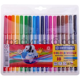 Фломастеры 18цв.Centropen Colour World трехгранные смываемые 7 7550 1884/1801