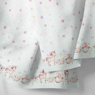 Хлопок Перкаль -  Бордюр Единороги на белом 25*75 limit