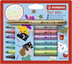 Фломастеры 8цв.Stabilo TRIO DECO металлик 377/8