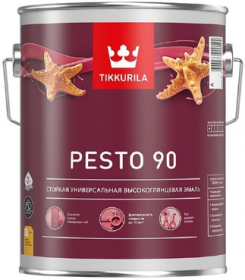 Эмаль Универсальная Tikkurila Pesto 90 2.7л Высоко Глянцевая, Интерьерная, без Резкого Запаха / Тиккурила Песто 90