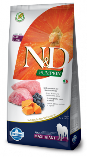 N&D Lamb, Pumpkin & Blueberry Adult giant&maxi (ягненок, тыква и черника для взрослых собак гигантских и крупных пород)
