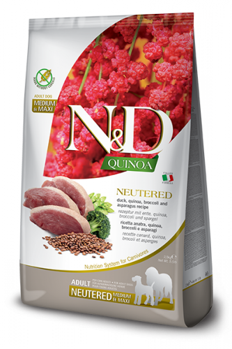 N&D Dog Quinoa Duck Neutered Adult (Утка+киноа,брокколи и спаржа для стерилизованных собак)