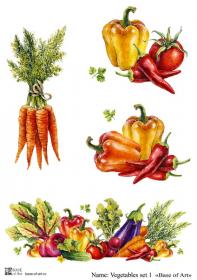 Декупажная карта Base of art, 20*30 см, Vegetables set 1
