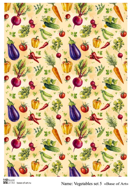 Декупажная карта Base of art, 20*30 см, Vegetables set 5