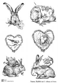 Декупажная карта Base of art, 20*30 см, Rabbit set 1