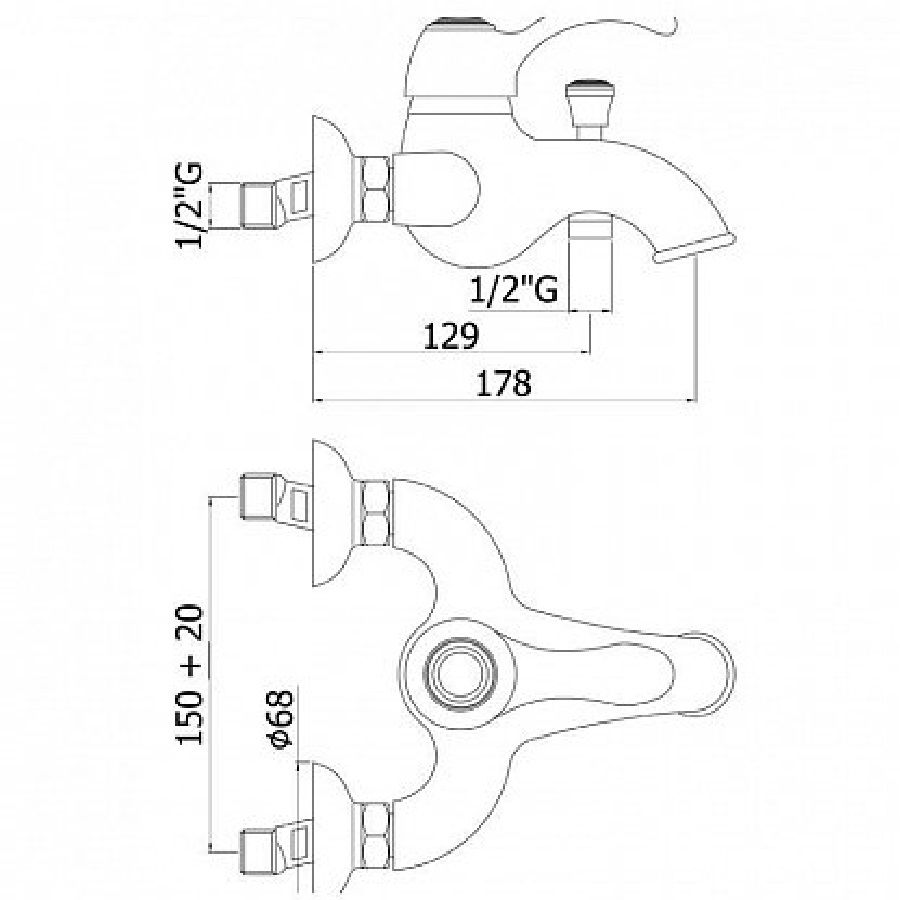 Смеситель для ванны Paffoni Flavia FA022 схема 2