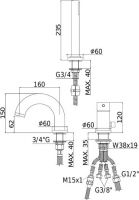 Смеситель на борт ванны Paffoni Birillo LIG040LCR Хром глянцевый схема 2