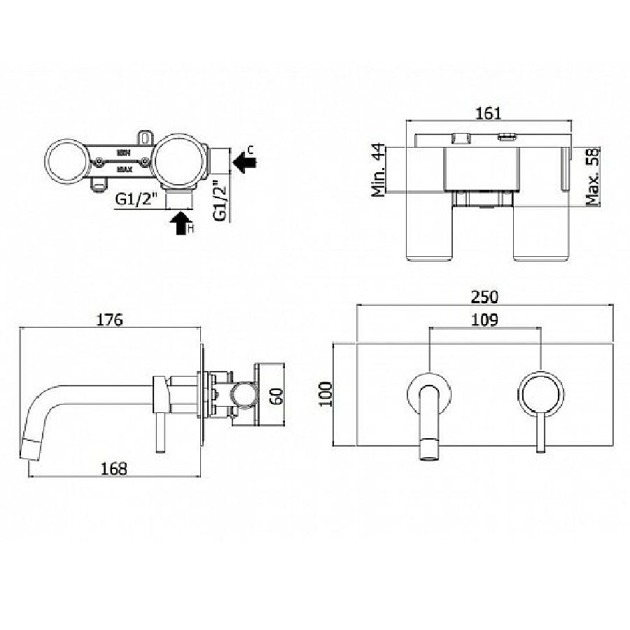 Смеситель для раковины Paffoni Light LIG101/M схема 4