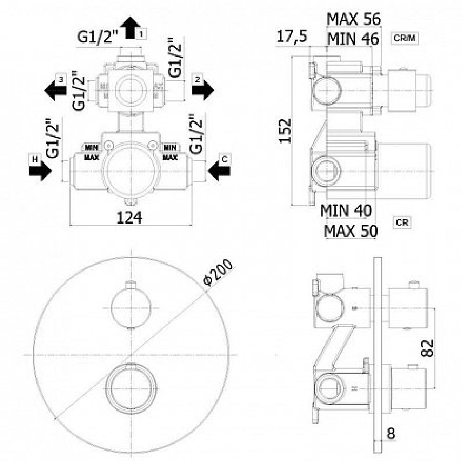 Смеситель для душа Paffoni Light LIQ019 схема 2