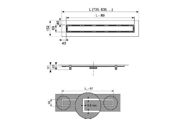 Душевой лоток Tece Drainline 80 650800 с решеткой схема 4