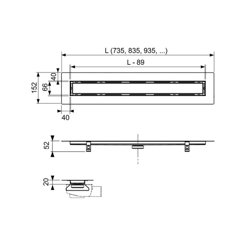 Душевой лоток Tece Drainline 100 651000 с решеткой схема 4