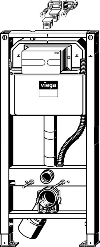 Инсталляция Viega Prevista Dry 792 862 для подвесных унитазов с бачком, с клавишей смыва схема 2