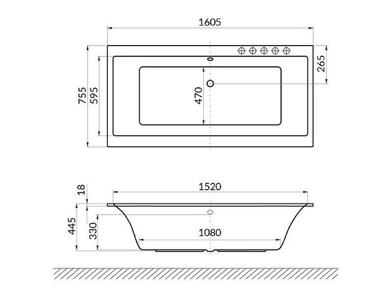 Акриловая ванна Excellent Pryzmat Slim 160x75 WAEX.PRY16WHS без гидромассажа схема 8