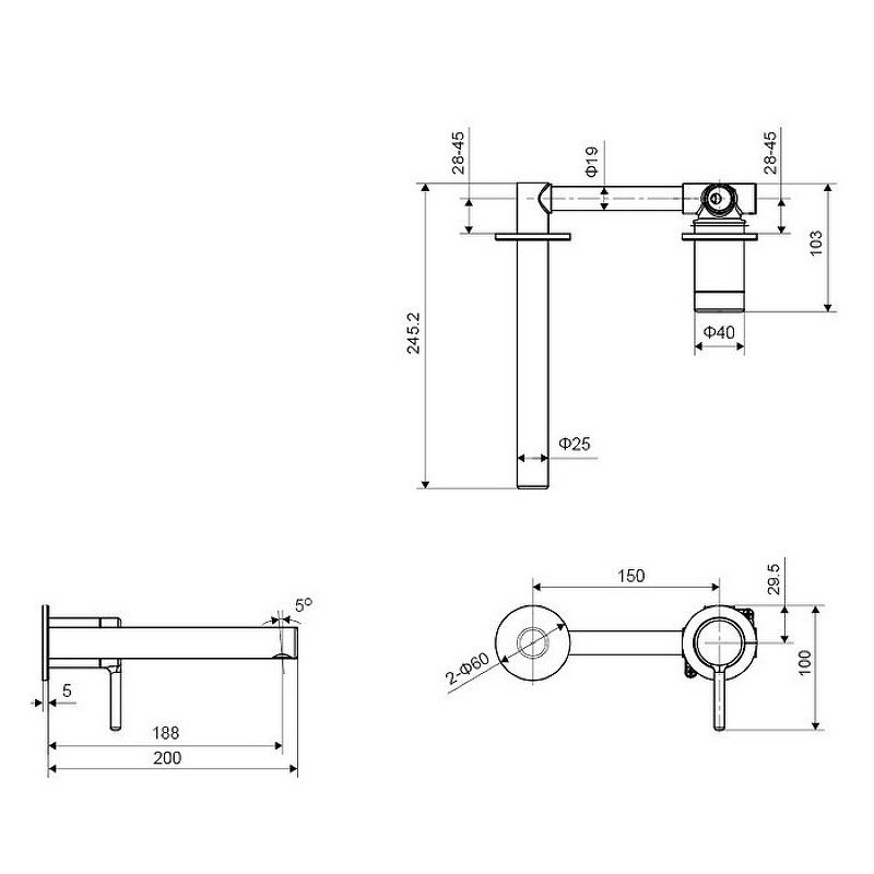 Смеситель для раковины Excellent Pi Arex AREX.1214 схема 5