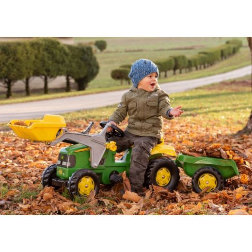 Педальный трактор с ковшом и прицепом Rolly Toys John Deere 023110