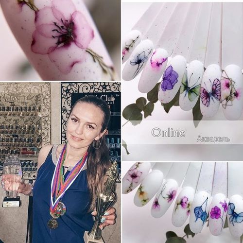 Акварель в нэйл арт (Ульяна Мутаф)