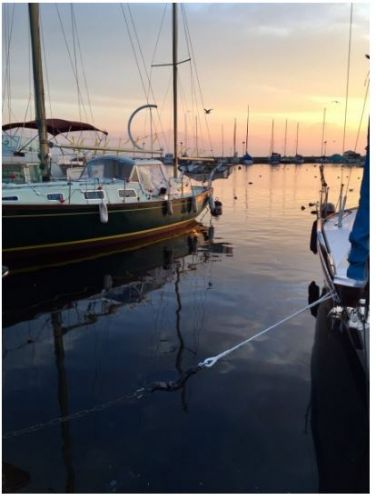 Закат в порту акварелью (Юлия Барминова)