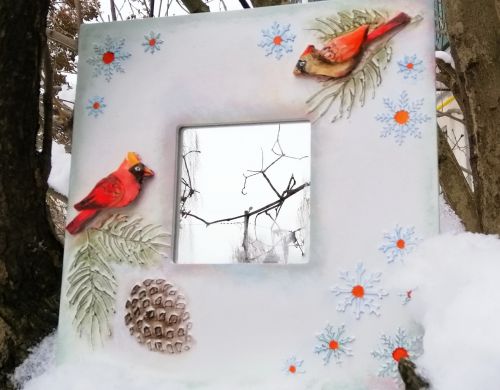 Декор зеркала «Рождественские птички» (Людмила Шугай)