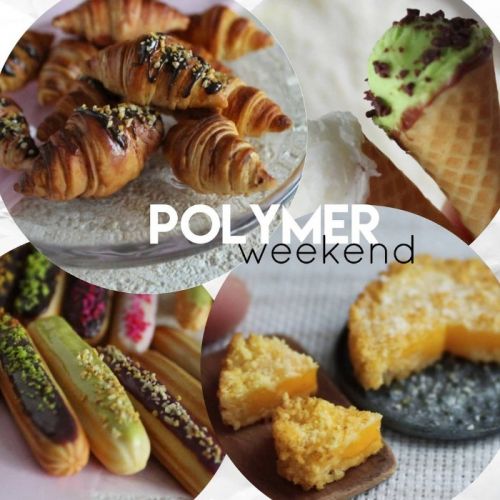 Выпечка: эклеры, круассаны, мороженое, песочный пирог (polymer_weekend)