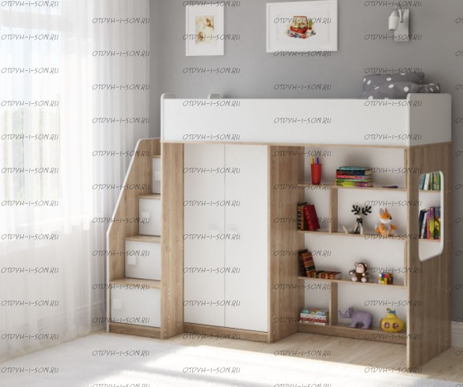 Кровать-чердак Легенда A602.3, два варианта цвета