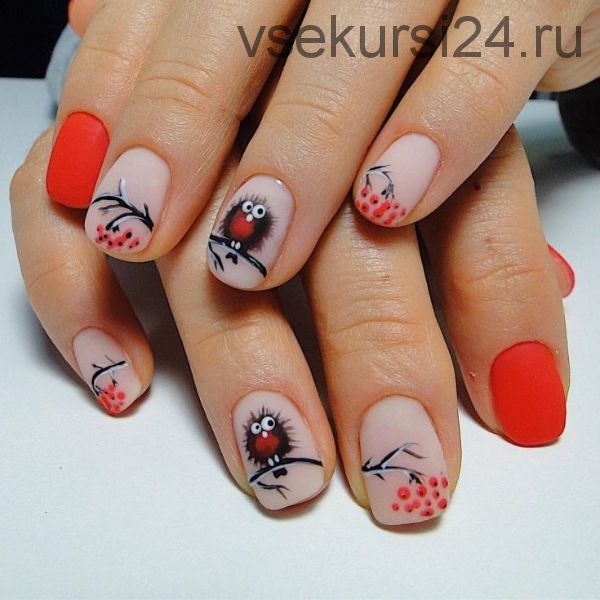 [Parisnail] Новогодние дизайны ногтей: птички (Юлия Кузнецова)