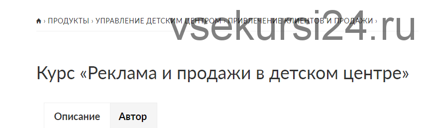 Реклама и продажи в детском центре (Зарина Ивантер)