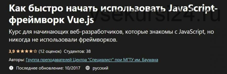Как быстро начать использовать JavaScript-фреймворк Vue.js [udemy]