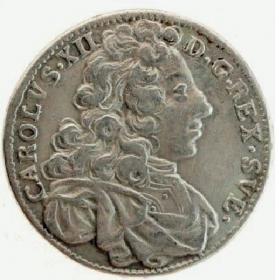 1 марка 1701 Швеция AUNC Война с Россией