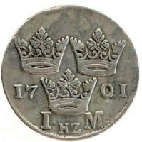 1 марка 1701 Швеция AUNC Редкий год