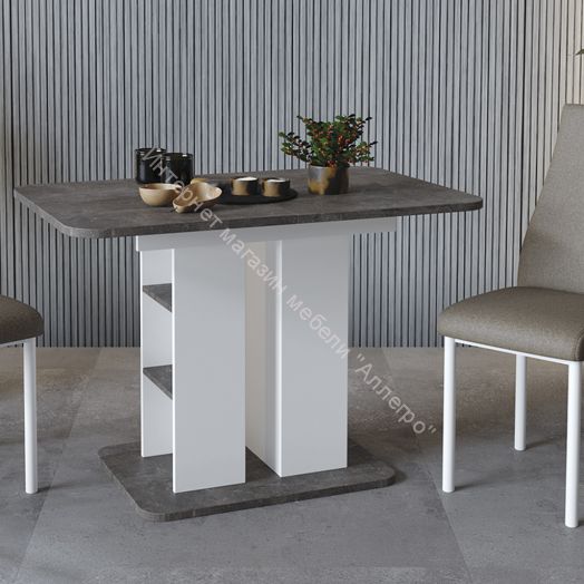 Стол обеденный «Мюнхен» Тип 2 (Белый Ясень/Ателье темный)