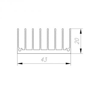 Профиль алюминиевый ш-образный 43x20мм