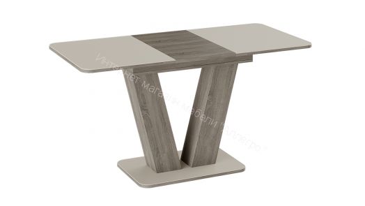 Стол раздвижной «Чинзано» Тип 1 (Дуб сонома трюфель/стекло бежевое матовое)